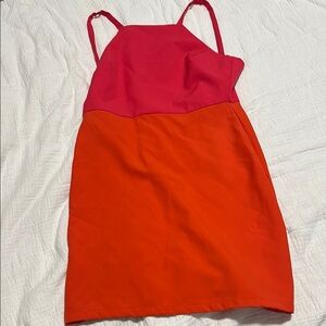 Pink and Orange Colorblock Dress